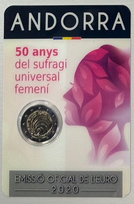 Andorra. 2 Euro 2020 "Année de la Femme" + "Sommet Ibéro-américain" (2 coincards)  (Ingen mindstepris)