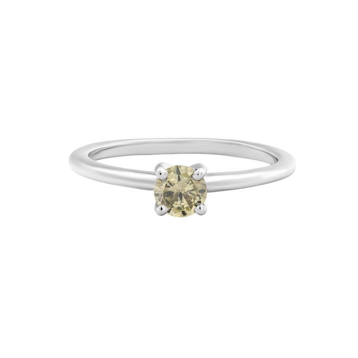 Ingen mindstepris - Ring - 14 karat Hvidguld -  0.31ct. tw. Gul Diamant (Naturfarvet)