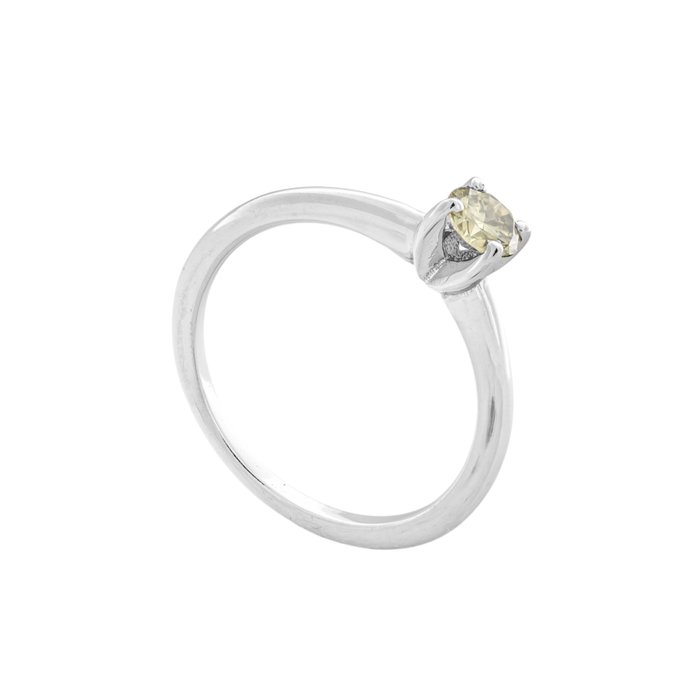 Ingen mindstepris - Ring - 14 karat Hvidguld -  0.31ct. tw. Gul Diamant (Naturfarvet)