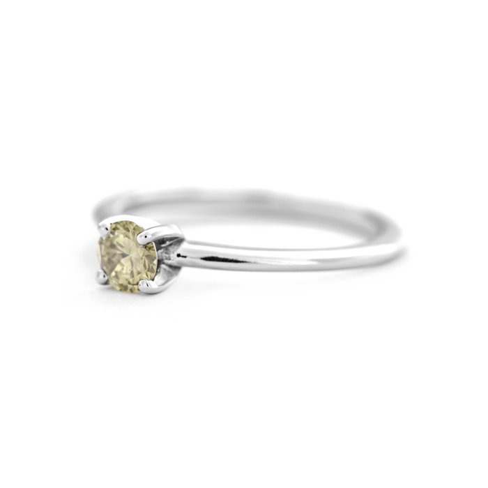 Ingen mindstepris - Ring - 14 karat Hvidguld -  0.31ct. tw. Gul Diamant (Naturfarvet)