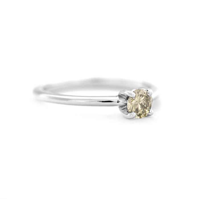 Ingen mindstepris - Ring - 14 karat Hvidguld -  0.31ct. tw. Gul Diamant (Naturfarvet)