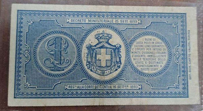 Italien. - 1 Lira 1893 - Gigante BS 1A