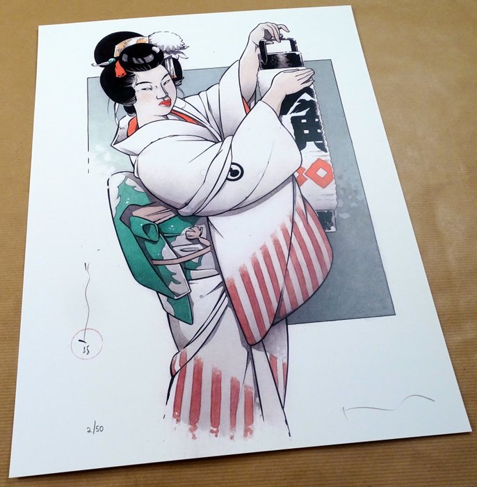 Michetz Marc - 1 Offset Print - Geisha et la lanterne