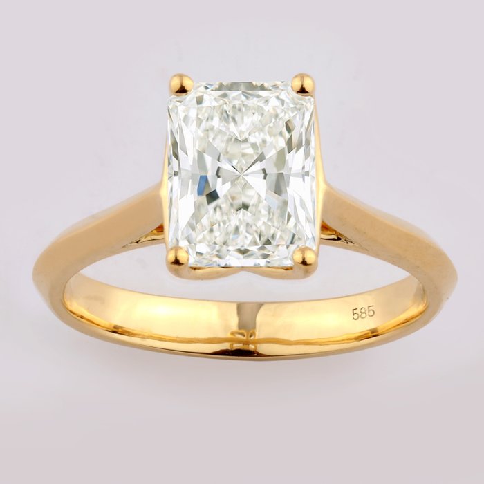 Ring - 14 karat Gulguld -  3.22ct. tw. Diamant (Laboratoriedyrket)