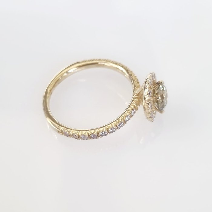 Cocktailring - 14 karat Gulguld -  1.13ct. tw. Diamant (Naturfarvet)