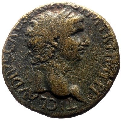 Romarriket. Claudius (AD 41-54). Sestertius OB CIVES SERVATOS issue