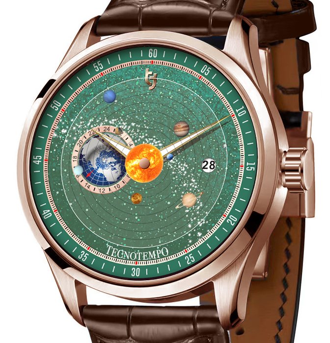 Tecnotempo - "Dynamic Solar System" - Automatic - Designed by Tecnotempo - TT.50.SPLGR (Gold tone/Green dial) - Mænd - 2011-nu