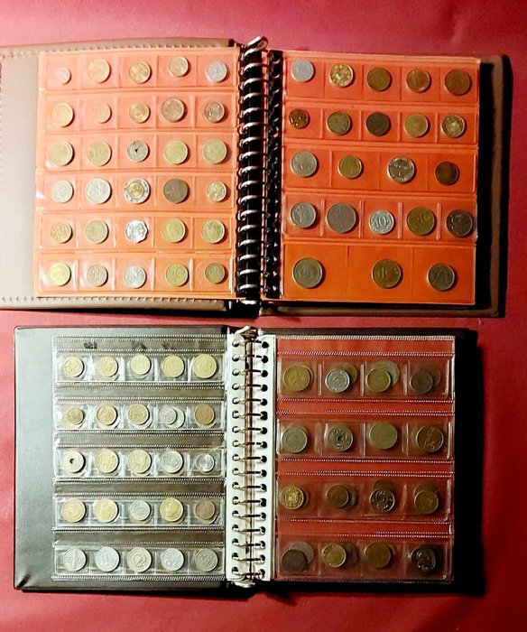 Verden Folders containing +/- 550 coins from around the world 1870-1995  (Ingen mindstepris)