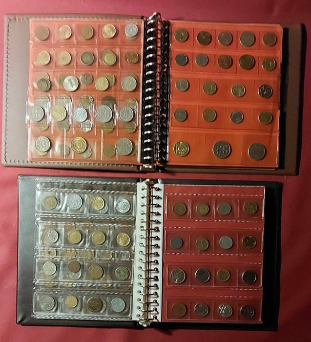 Verden Folders containing +/- 550 coins from around the world 1870-1995  (Ingen mindstepris)