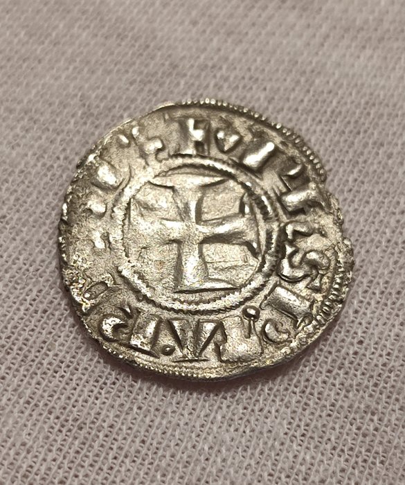 Korsfarere Philip of Taranto (1294-1313) Silver Denier Tournois  (Ingen mindstepris)