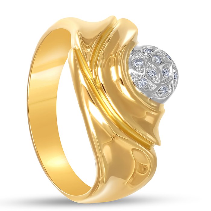 Ring - 18 kraat Gulguld, Hvidguld -  0.14ct. tw. Diamant (Natur)