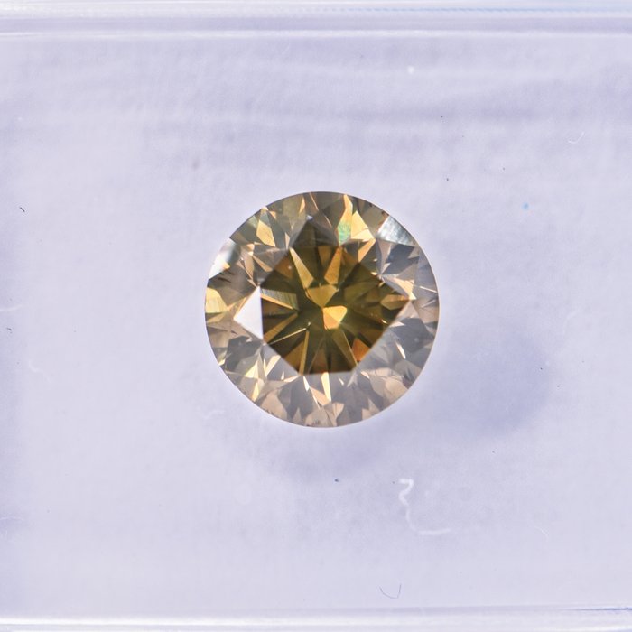 Ingen mindstepris - 1 pcs Diamant  (Naturfarvet)  - 0.95 ct - Rund - Fancy deep Brunlig, Grønlig Gul - SI1 - International Gemological Institute (IGI)