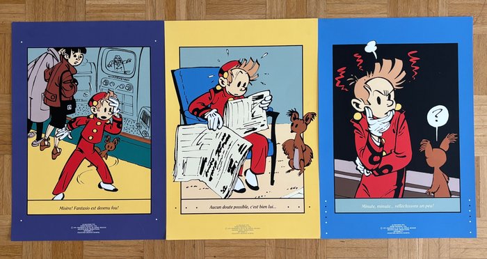 André Franquin - 3 Offset Print - Spirou et Fantasio - Misére! / Journal / Réfléchissons