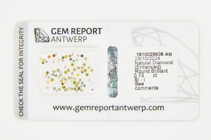 Ingen mindstepris - 79 pcs Diamant  (Farvebehandlet)  - 0.73 ct - Rund - I1, I2, I3, SI1, SI2 - Gem Report Antwerp (GRA) - INGEN RESERVEPRIS