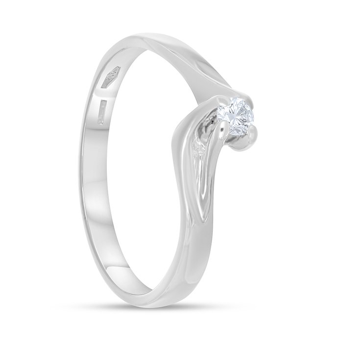 Ring - 18 kraat Hvidguld -  0.06ct. tw. Diamant (Natur)