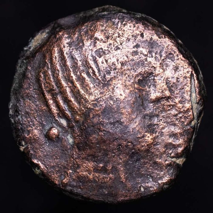 Hispania, Obulco. anonymous. As Minted in the II century B.C. Obulco (Porcuna, Jaen). ToBoTuCi / BuTeLCoS. between plow and ear - X  (Ingen mindstepris)