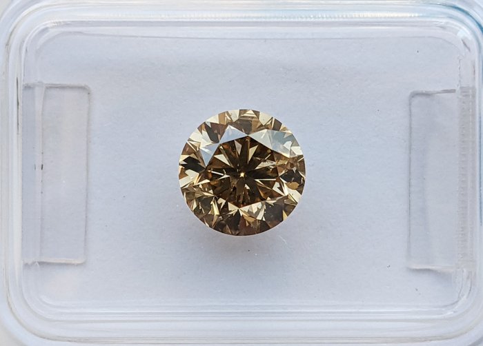 Ingen mindstepris - 1 pcs Diamant  (Naturfarvet)  - 152 ct - Rund - Fancy Gul Brun - SI2 - International Gemological Institute (IGI)