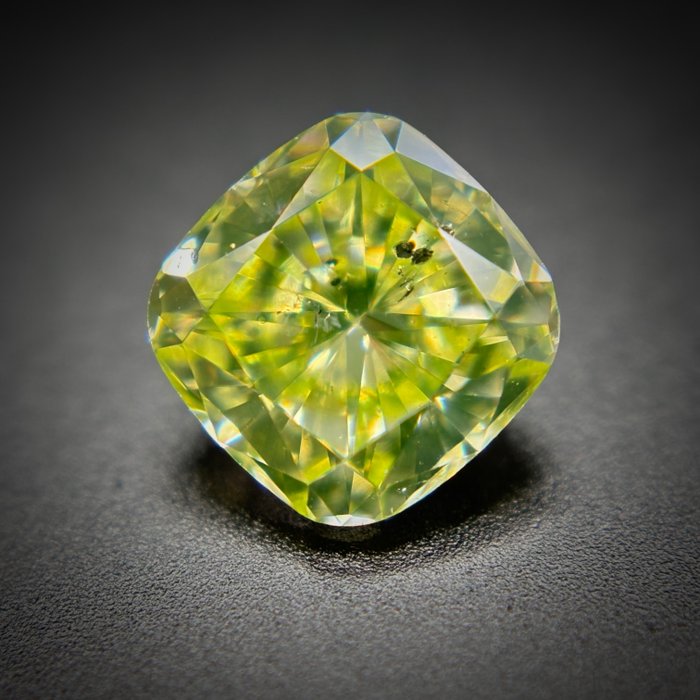 1 pcs Diamant - 070 ct - Pude - fancy intens grøngul - I1