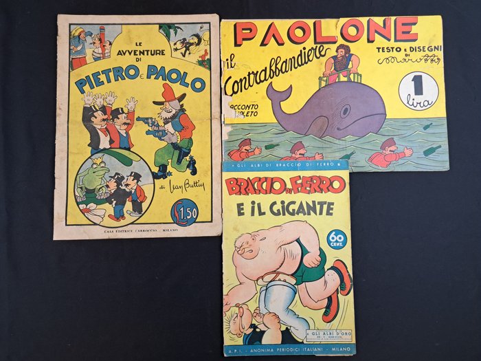 Le Avventure di Pietro e Paolo, Paolone, Braccio di Ferro - 3 Comic - Første udgave - 1937/1939