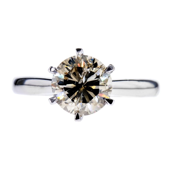 Ingen mindstepris - Forlovelsesring - 14 karat Hvidguld -  2.03ct. tw. Diamant (Naturfarvet)