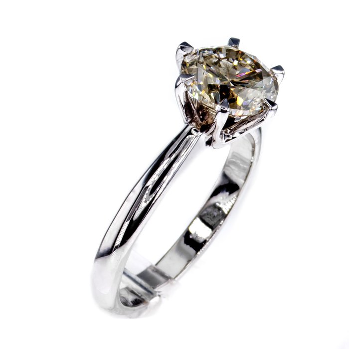 Ingen mindstepris - Forlovelsesring - 14 karat Hvidguld -  2.03ct. tw. Diamant (Naturfarvet)