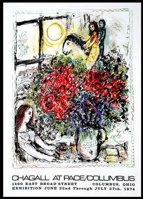 Marc Chagall - Affiche originale d'exposition - at Pace Columbus - 1974