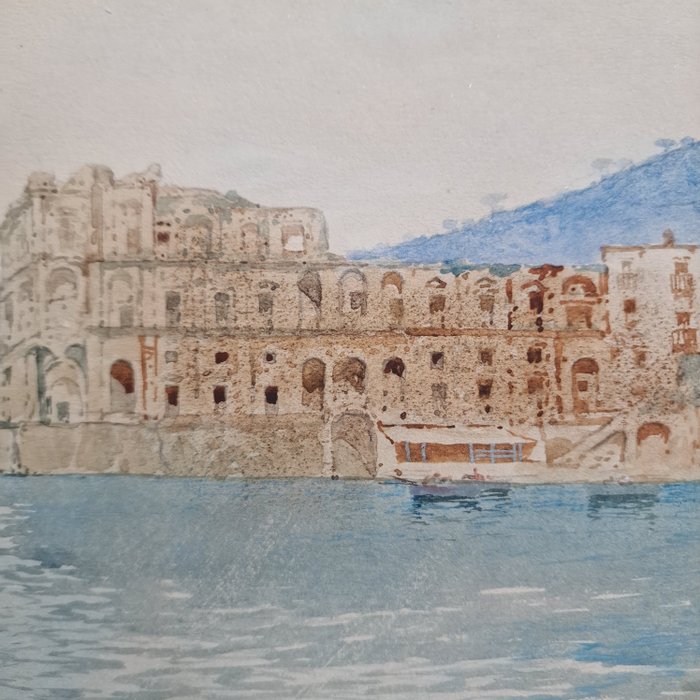 Salvatore Petruolo (1857-1946) - Marina di Napoli con Palazzo Donn'Anna - NO RESERVE