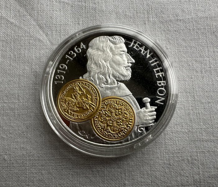 Hollandske Antiller. 10 Gulden 2001 Handelsmunt 'Jan II de Goede' zilver met gouden inlay  (Ingen mindstepris)