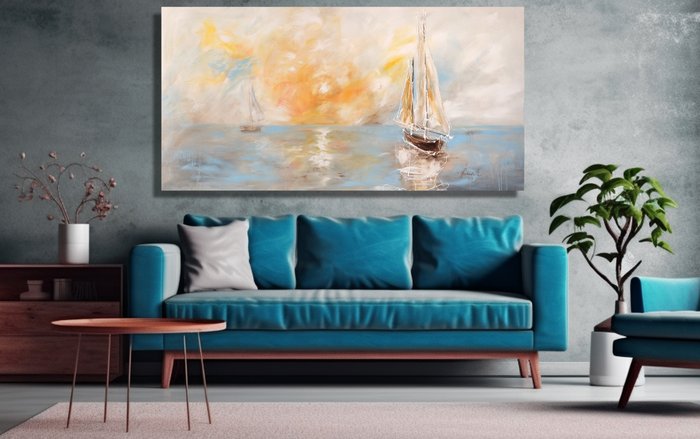 Monika Spiewak - Sailboat - XXL -  on Frame - Ready to Hang