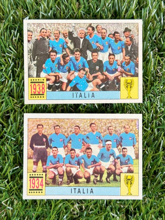 1970 Panini Mexico 70 World Cup History - Italy Team 1934/1938 - 2 Card - Næsten så god som ny (NM)