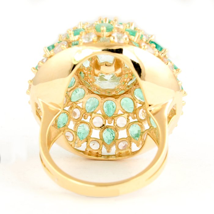 Ring - 14 karat Gulguld -  1500ct tw Smaragd - Smaragd