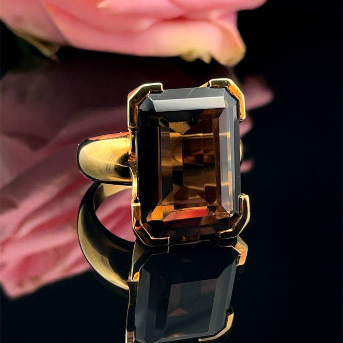 Ring - 14 karat Gulguld -  19.14ct. tw. Kvarts - Et rigtigt udsagn