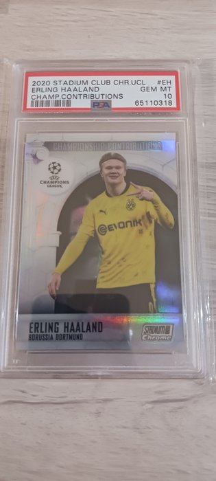 2020 Topps Stadium Club Chrome UCL Erling Haaland #EH Championship Contributions PSA 10 Graded card