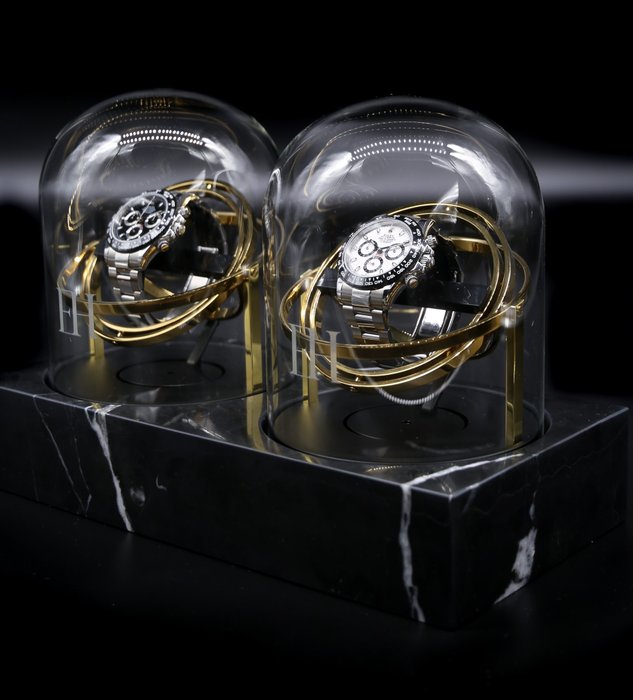 Watch Winder in Marble - Limited Edition xxx/287 - Gold/Black Marble - Elbrus Horology Tourbillon