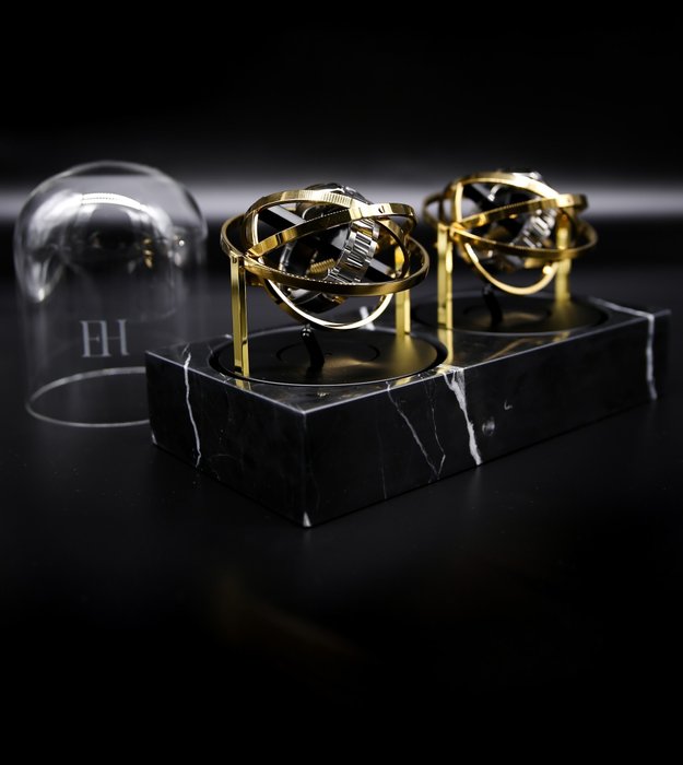 Watch Winder in Marble - Limited Edition xxx/287 - Gold/Black Marble - Elbrus Horology Tourbillon