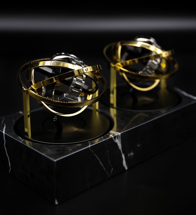 Watch Winder in Marble - Limited Edition xxx/287 - Gold/Black Marble - Elbrus Horology Tourbillon