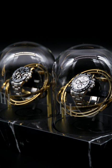 Watch Winder in Marble - Limited Edition xxx/287 - Gold/Black Marble - Elbrus Horology Tourbillon