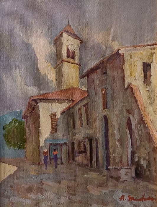 Angelo Muchetti  (1912 - 1960) - Paese sul lago di Garda