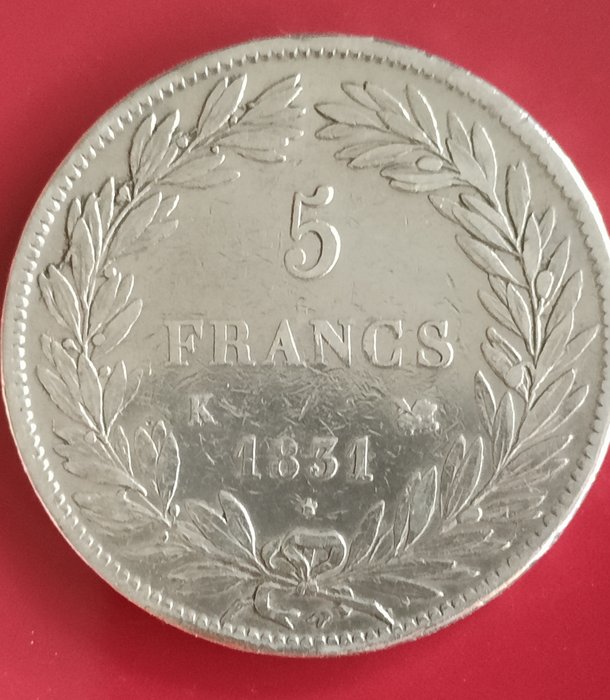 Frankrig. Ludvig-Filip 1. (1830-1848). 5 Francs 1831-K, Bordeaux. Tranche en creux  (Ingen mindstepris)