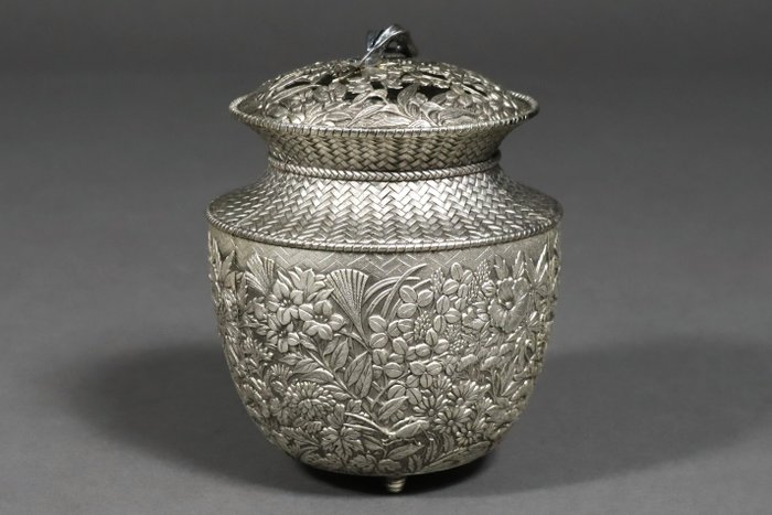 Takaoka Copperware Incense Burner Koro 香炉 with Wooden Box - Røgelsesbrænder - Metal - (Ingen reservationspris)