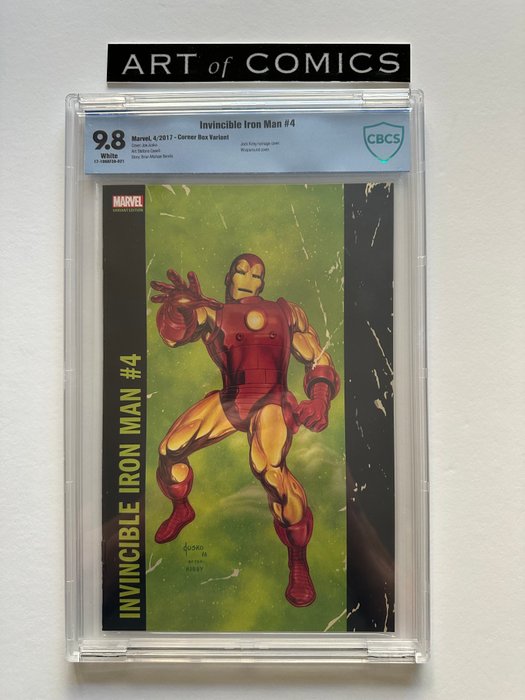 Invincible Iron Man #4 - Corner Box Art Variant - Jack Kirby Homage Cover - CBCS Graded 9.8! - Extremely High Grade! - White Pages! - 1 Graded comic - Første udgave - 2017