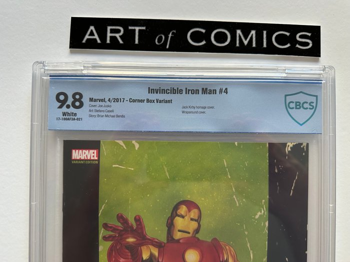 Invincible Iron Man #4 - Corner Box Art Variant - Jack Kirby Homage Cover - CBCS Graded 9.8! - Extremely High Grade! - White Pages! - 1 Graded comic - Første udgave - 2017