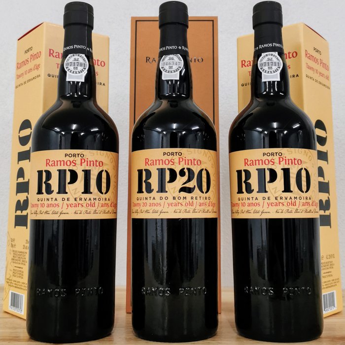 Ramos Pinto Aged Tawny Port: 2x 10 years old  20 years old - Douro - 3 Flasker (0,75 L)