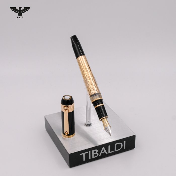 Tibaldi - Excelsa - Black  Steriling Silver RGP Trims + 18K Gold Nib (Limited Edition/618) - Fyldepen