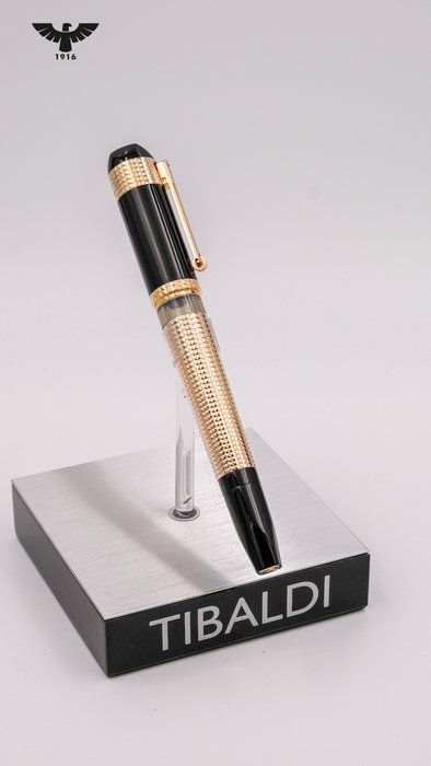 Tibaldi - Excelsa - Black  Steriling Silver RGP Trims + 18K Gold Nib (Limited Edition/618) - Fyldepen