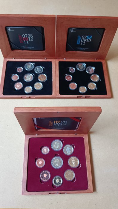 Holland. Proof Set 2007/2009 (3 sets)  (Ingen mindstepris)