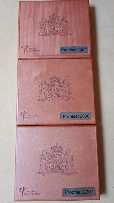 Holland. Proof Set 2007/2009 (3 sets)  (Ingen mindstepris)