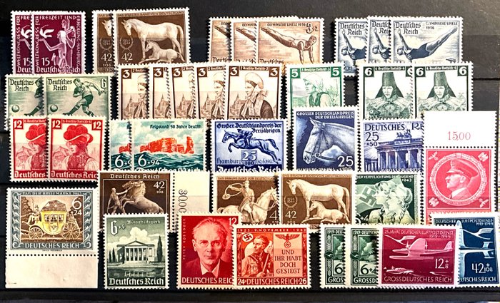 Tyske Kejserrige 1933/1944 - Mint MNH ** Parti med nogle gode stempler i 2 lagerkort