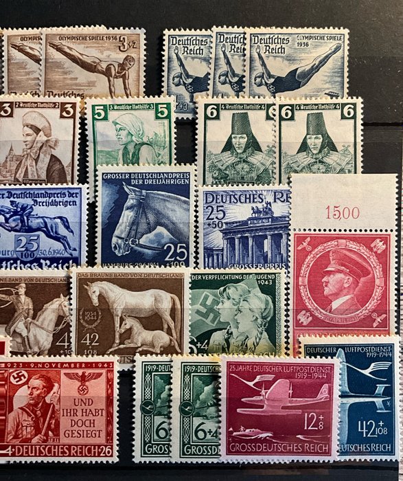 Tyske Kejserrige 1933/1944 - Mint MNH ** Parti med nogle gode stempler i 2 lagerkort