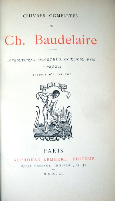 Edgar Allan Poe, Charles Baudelaire - Aventures d'Arthur Gordon Pym  Eurêka - 1890